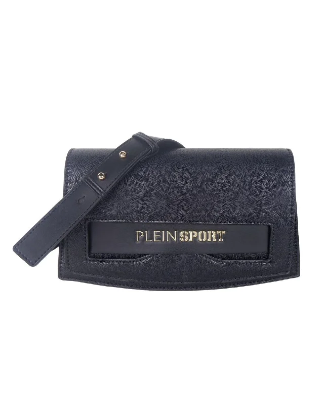 Plein Sport Silver Logo Eco-Leather Crossbody Bag