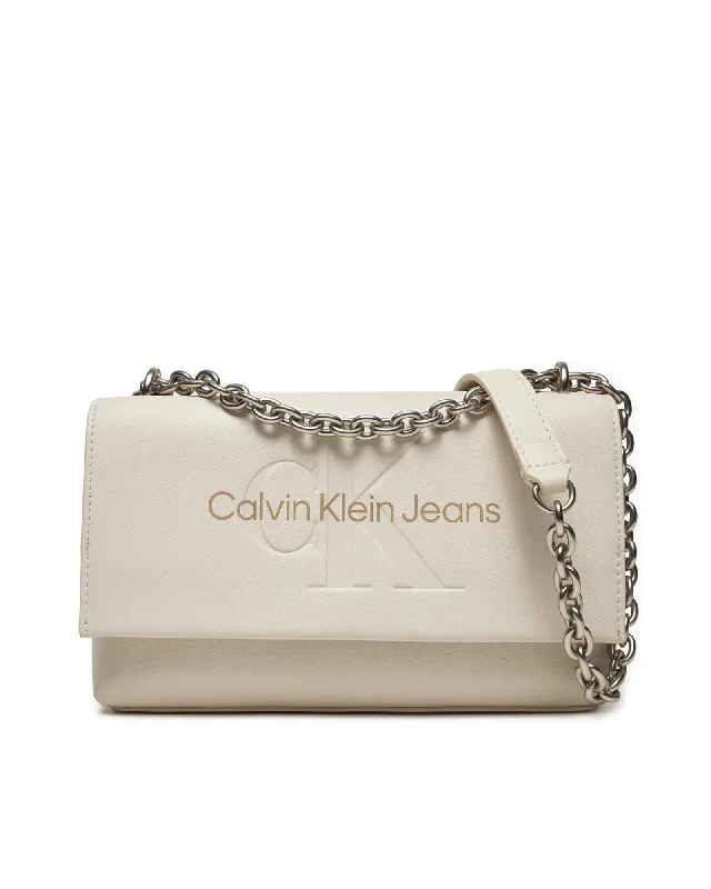 Calvin Klein Jeans Printed Faux Leather Shoulder Bag with Clip Fastening