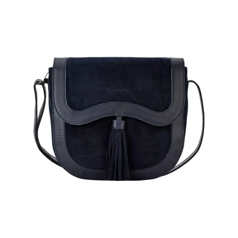 Dubarry Monart Suede/Leather Ladies Crossbody Saddle Bag - French Navy