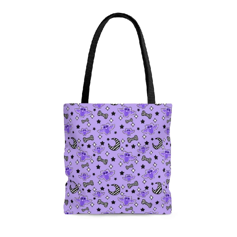 Magical Kawaii Spooky Bats Purple Tote Bag