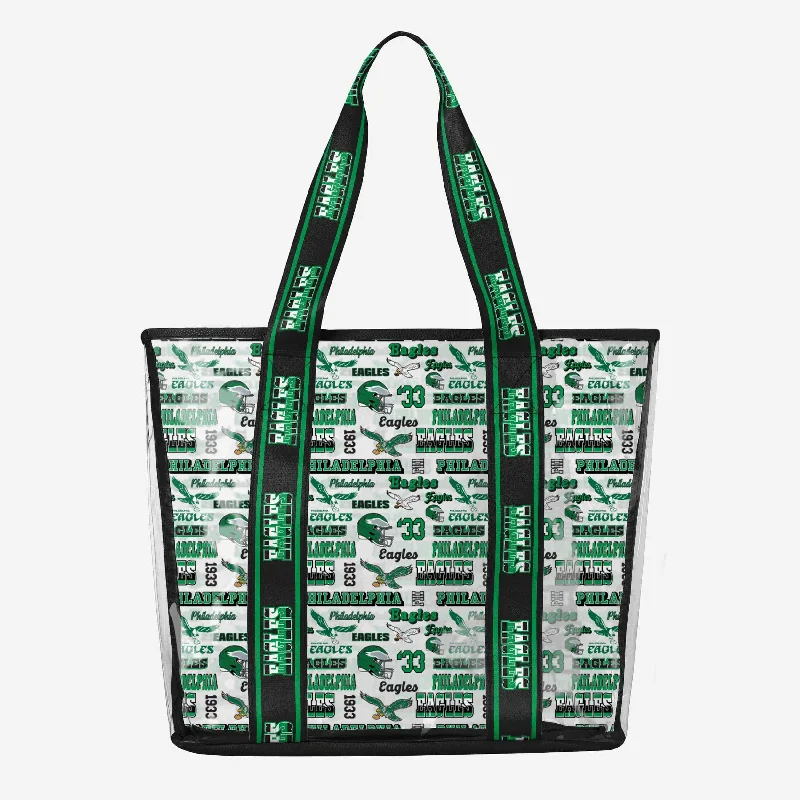 Philadelphia Eagles Repeat Retro Print Clear Tote Bag