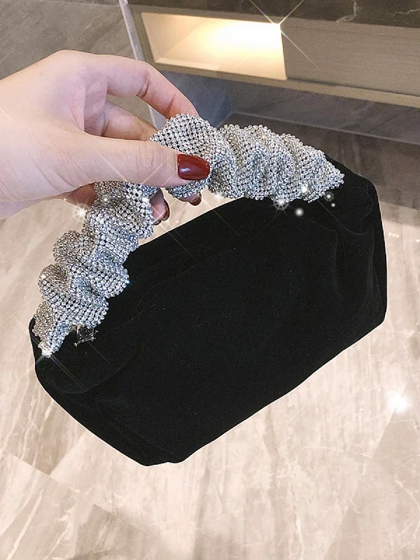 Cute Black Velvet Clutch Bag