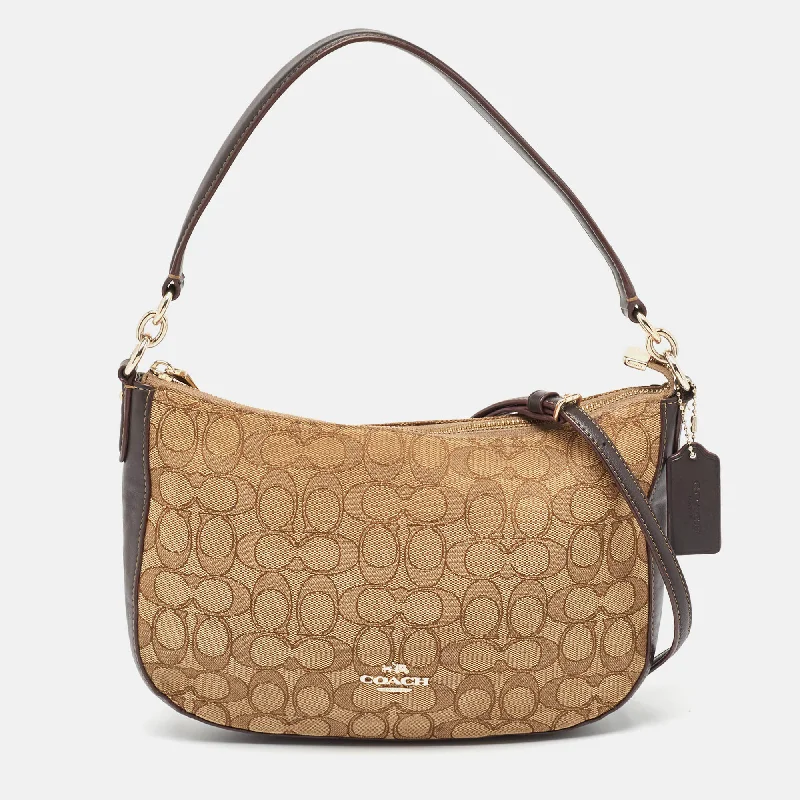 Coach /brown Signature Canvas And Leather Chelsea Hobo