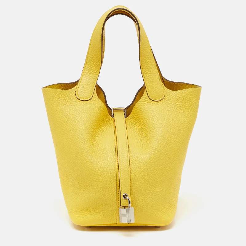 Hermes Jaune De Naples Taurillon Clemence Leather Picotin Lock 18 Bag