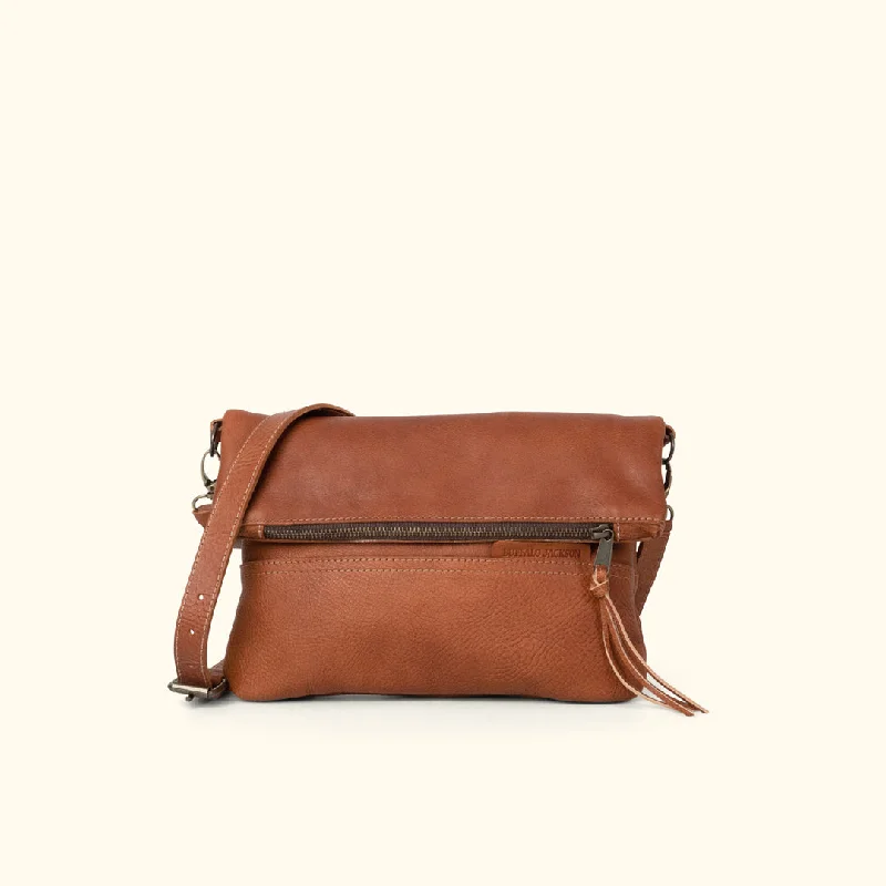 Madison Leather Crossbody Foldover Clutch | Saddle Tan