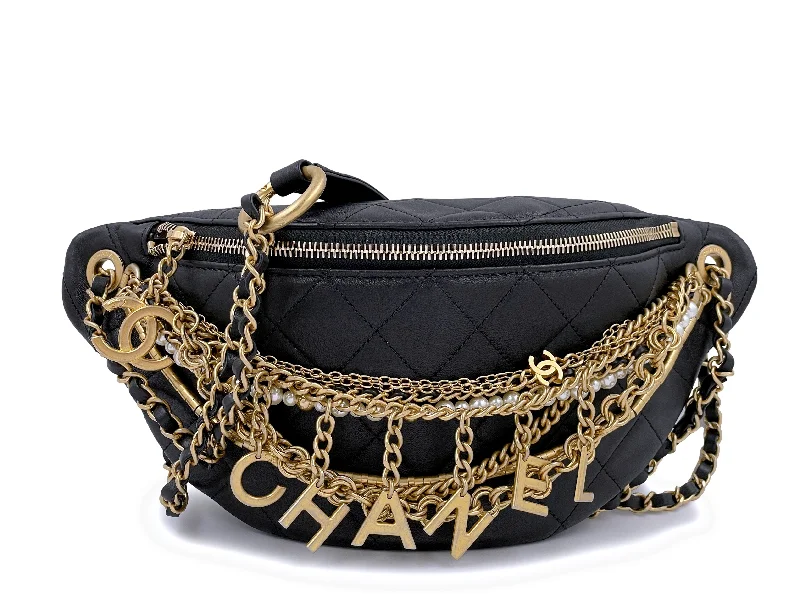 Limited Chanel 19A All About Chains Waist Bag Fanny Pack Black