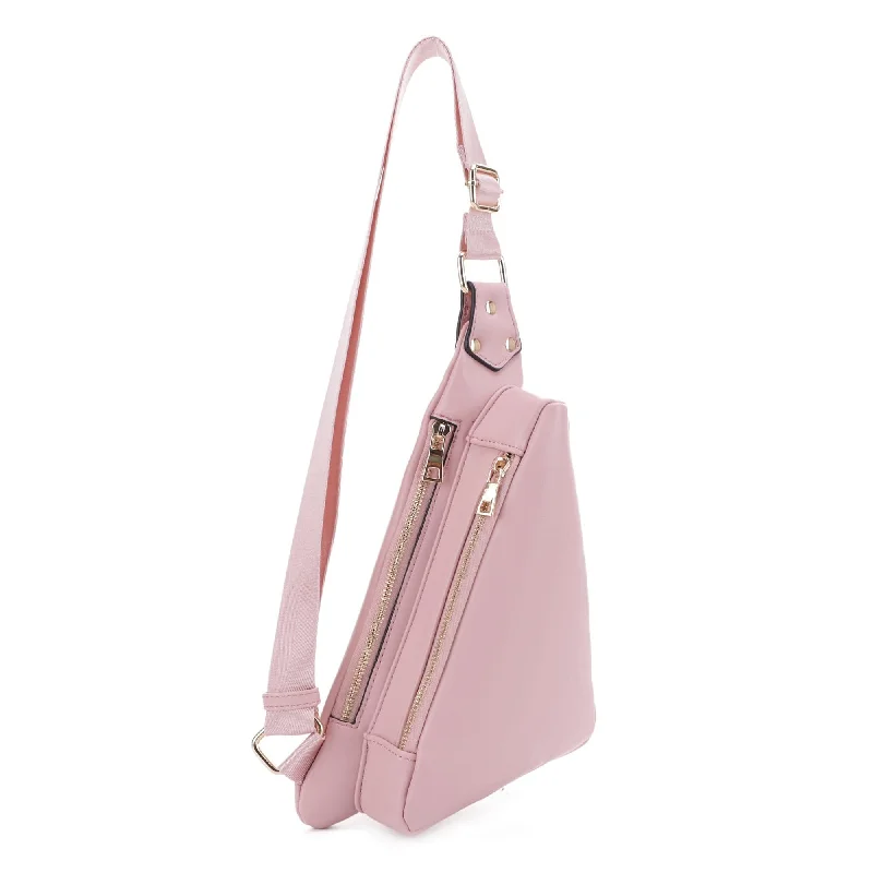 MT20389 Nancy Triangle Double Zipper Sling Bag