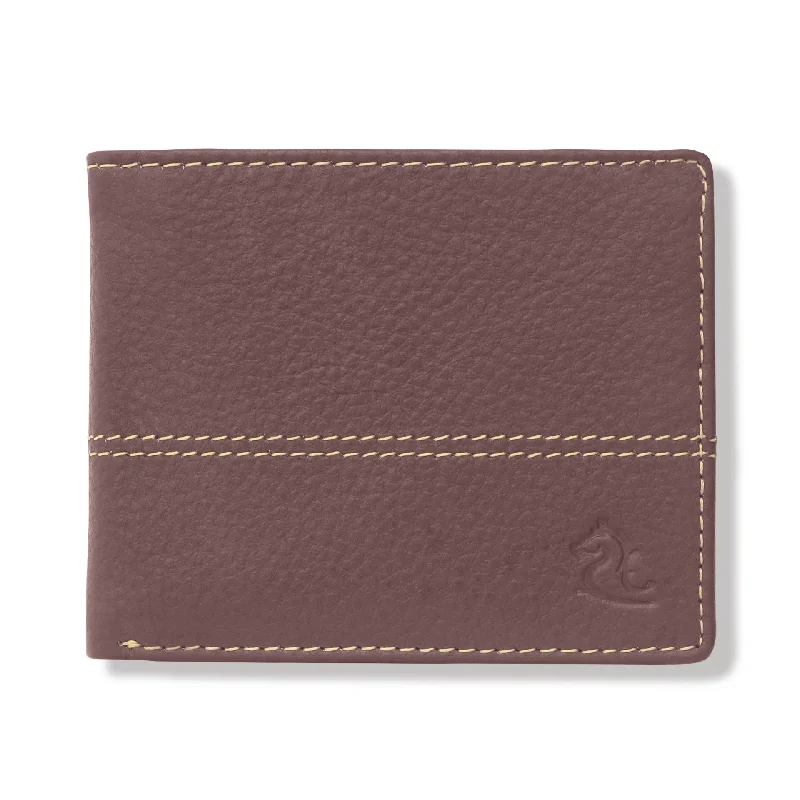 10085 Maroon Contrast Stitched Wallet