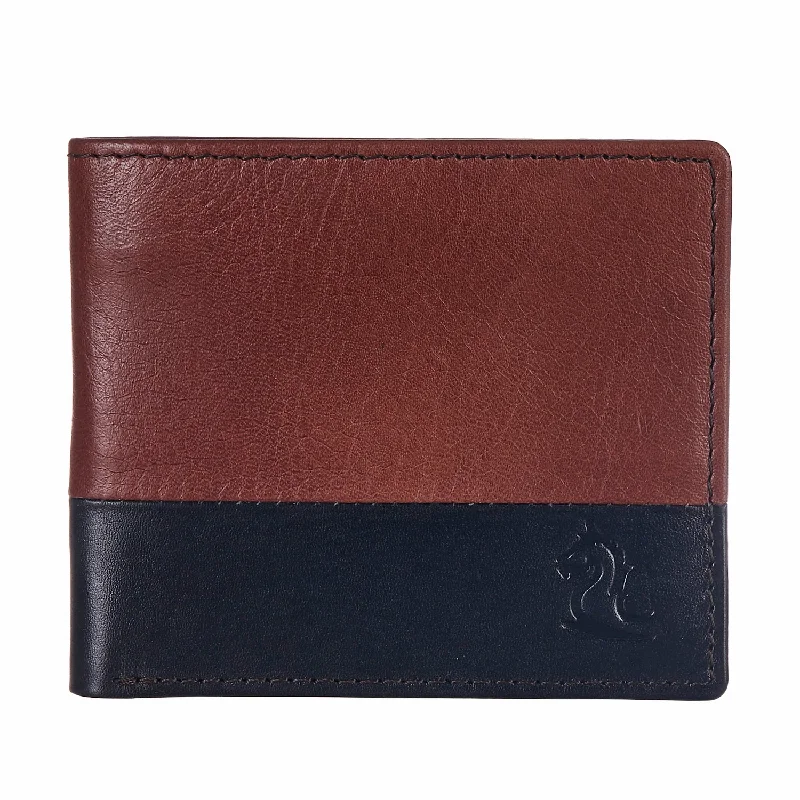 10109 Tan & Blue Bifold Wallet