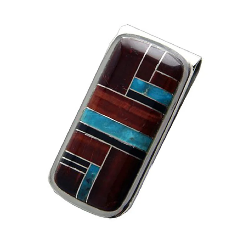 B G Mudd Money Clip w/ Tiger Eye, Turquoise and Onyx