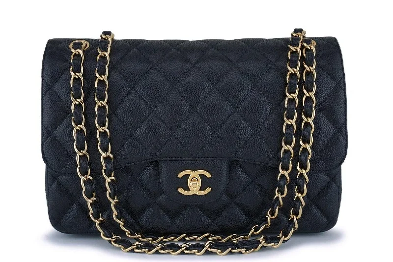 Chanel Black Caviar Jumbo Classic Double Flap Bag GHW