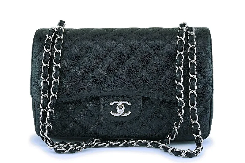 Chanel Black Caviar Jumbo Classic Double Flap Bag SHW