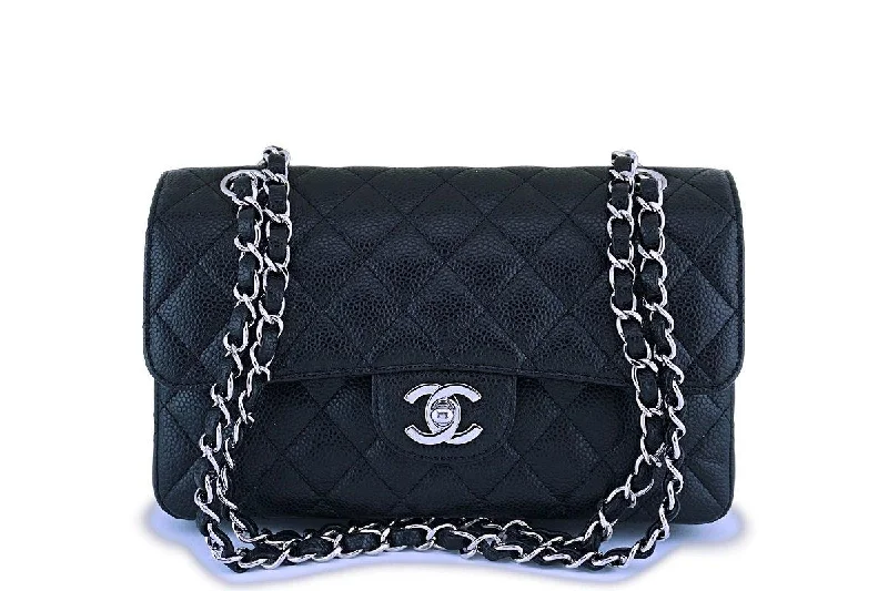 Chanel Black Caviar Small Classic Double Flap Bag SHW