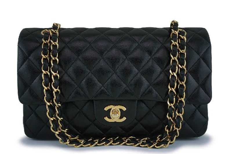 Chanel Black Lambskin Medium Classic Double Flap Bag 24k GHW