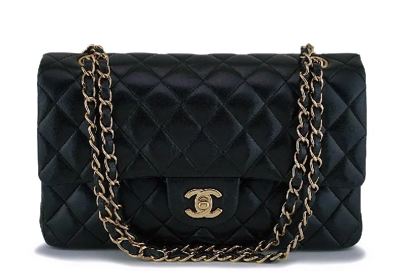 Chanel Black Lambskin Medium Classic Double Flap Bag 24k GHW