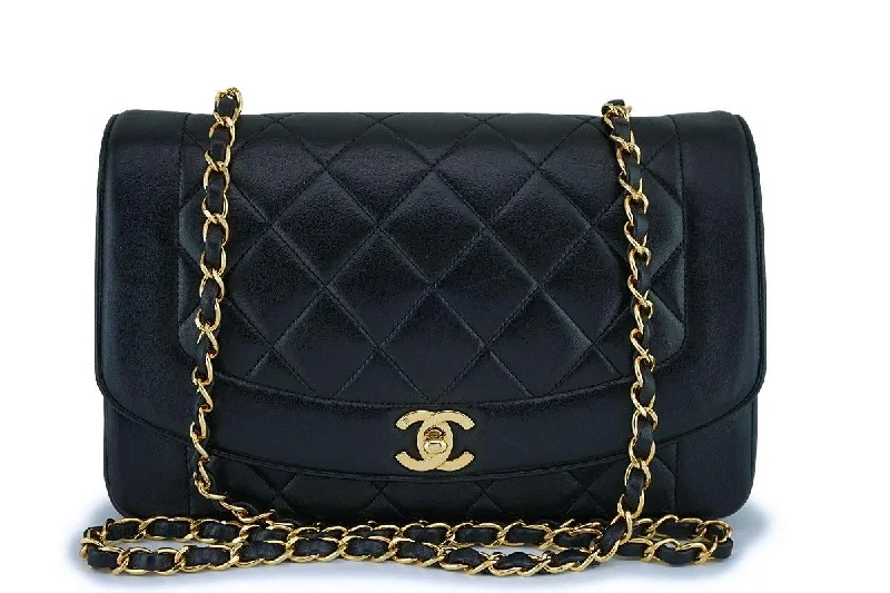 Chanel Black Vintage Lambskin Diana Medium Classic Flap Bag 24k GHW