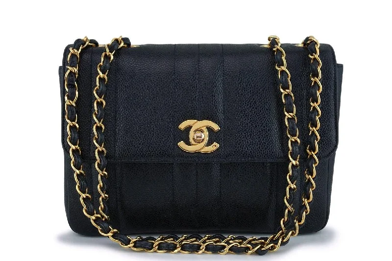 Chanel Vintage Black Caviar Medium Classic Mademoiselle Flap Bag