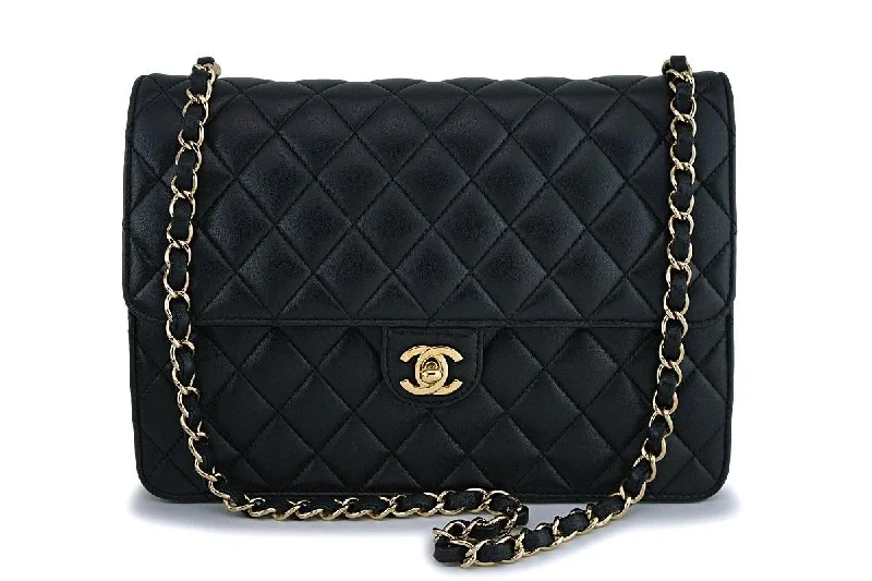 Chanel Vintage Black Lambskin Timeless Classic Clutch on Chain Flap Bag 24k GHW