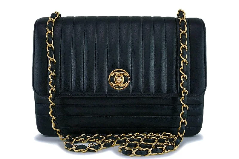 Chanel Vintage Mademoiselle Circle Logo Shoulder Flap Bag 24k GHW