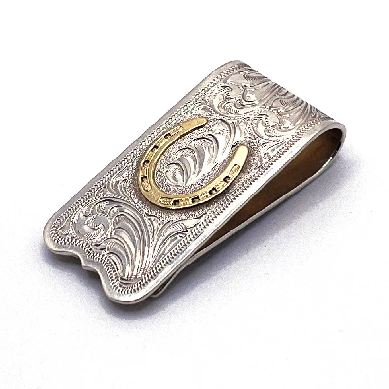 Herb Gansheimer Silver w/ 10K Gold Horseshoe Money Clip