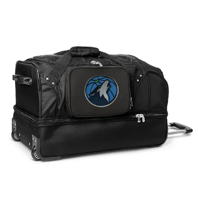 Minnesota Timberwolves 27" Black Rolling Drop Bottom Duffel