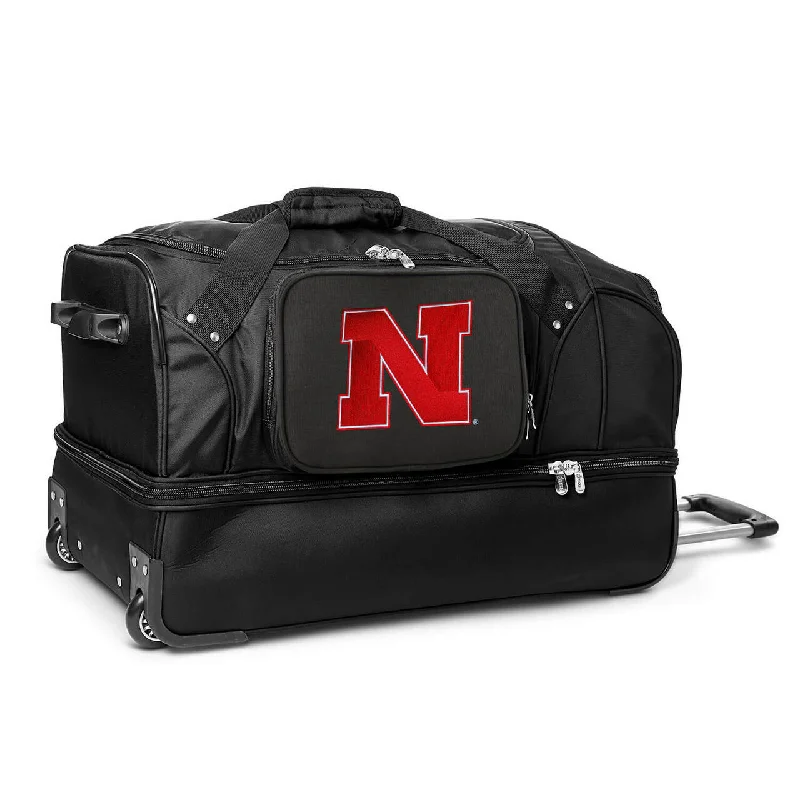 Nebraska Cornhuskers 27" Black Rolling Drop Bottom Duffel