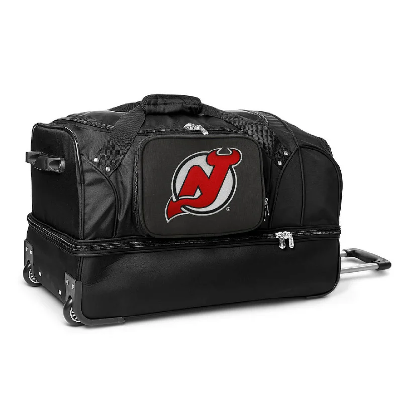 New Jersey Devils 27" Black Rolling Drop Bottom Duffel