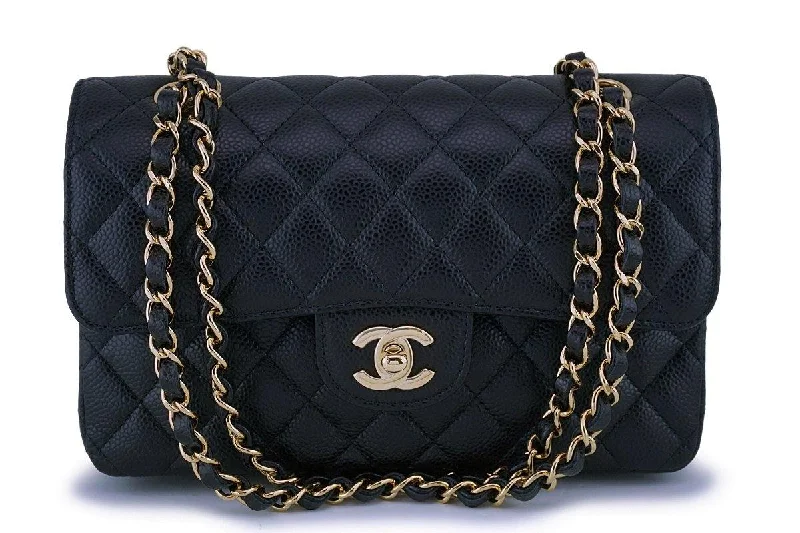 NIB Chanel Black Caviar Small Classic Double Flap Bag GHW