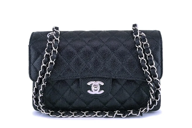 NIB Chanel Black Caviar Small Classic Double Flap Bag SHW