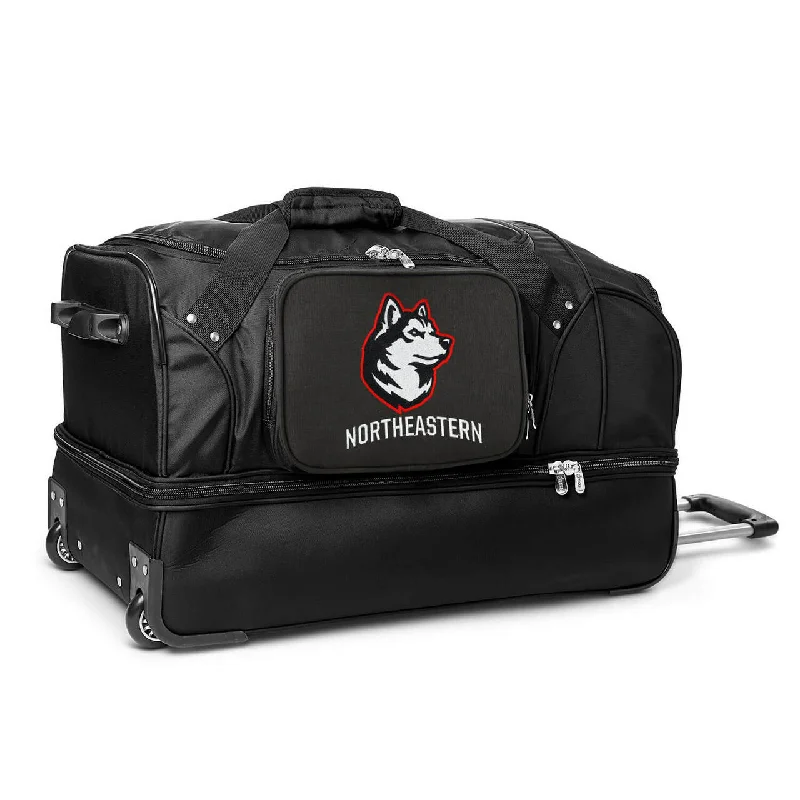 Northeastern Huskies 27" Black Rolling Drop Bottom Duffel