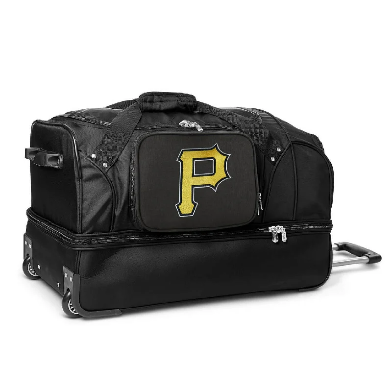 Pittsburgh Pirates 27" Black Rolling Drop Bottom Duffel