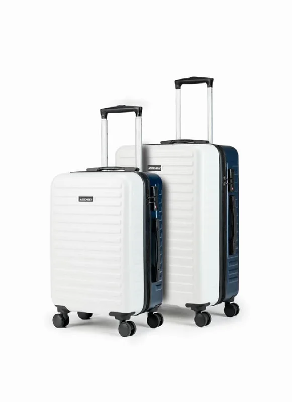 Two Tone Combo | White-Blue | Cabin+Medium Hard Luggage