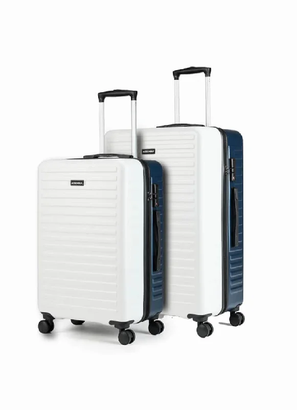 Two Tone Combo | White-Blue | Medium+Large Hard Luggage