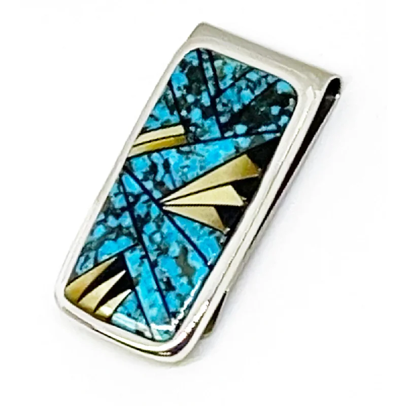 B G Mudd LL Turquoise, Yellow MOP & Onyx Money Clip