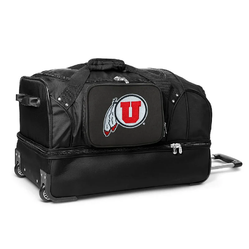 Utah Utes 27" Black Rolling Drop Bottom Duffel