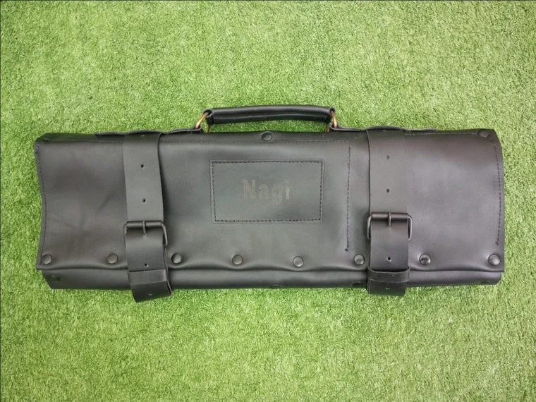 Authentic Black Leather Knife Chefs Roll Bag