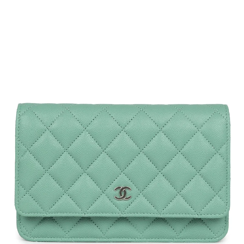 Chanel Wallet On Chain WOC Light Green Caviar Light Gold Hardware