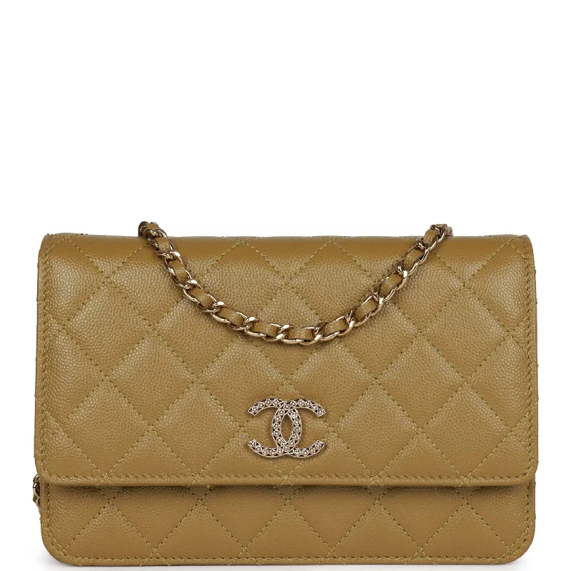 Chanel Wallet on Chain WOC Olive Green Caviar Light Gold Hardware