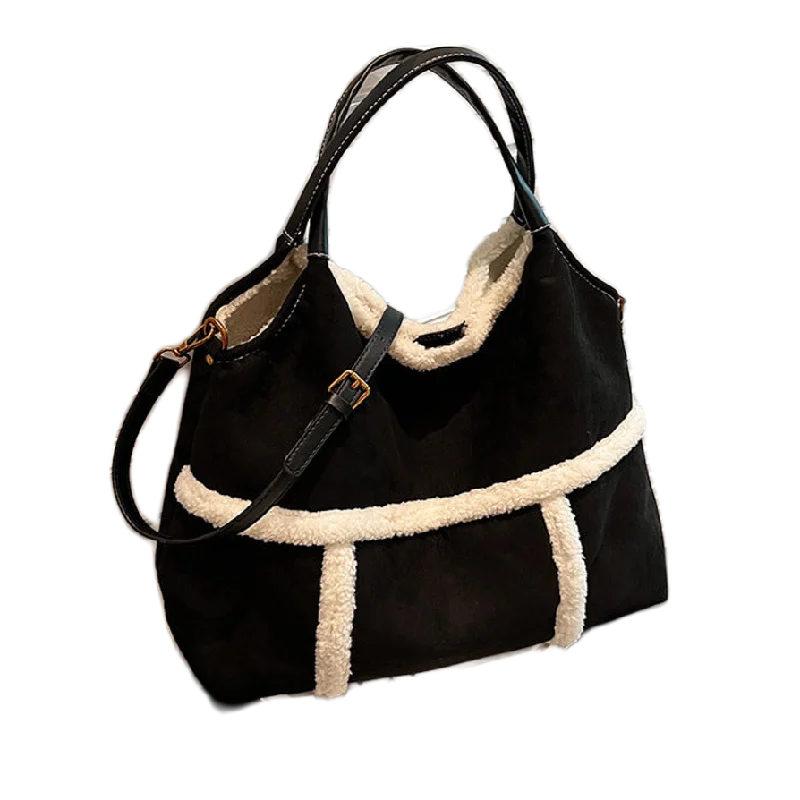 Retro Rancher Shearling Sherpa Tote Black