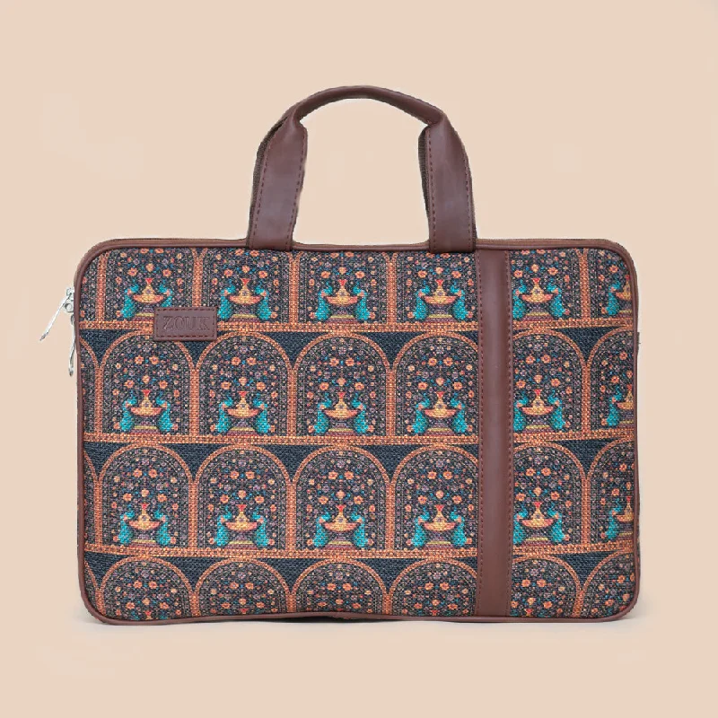 Royal Indian Peacock Motif Sleek Laptop Sleeve