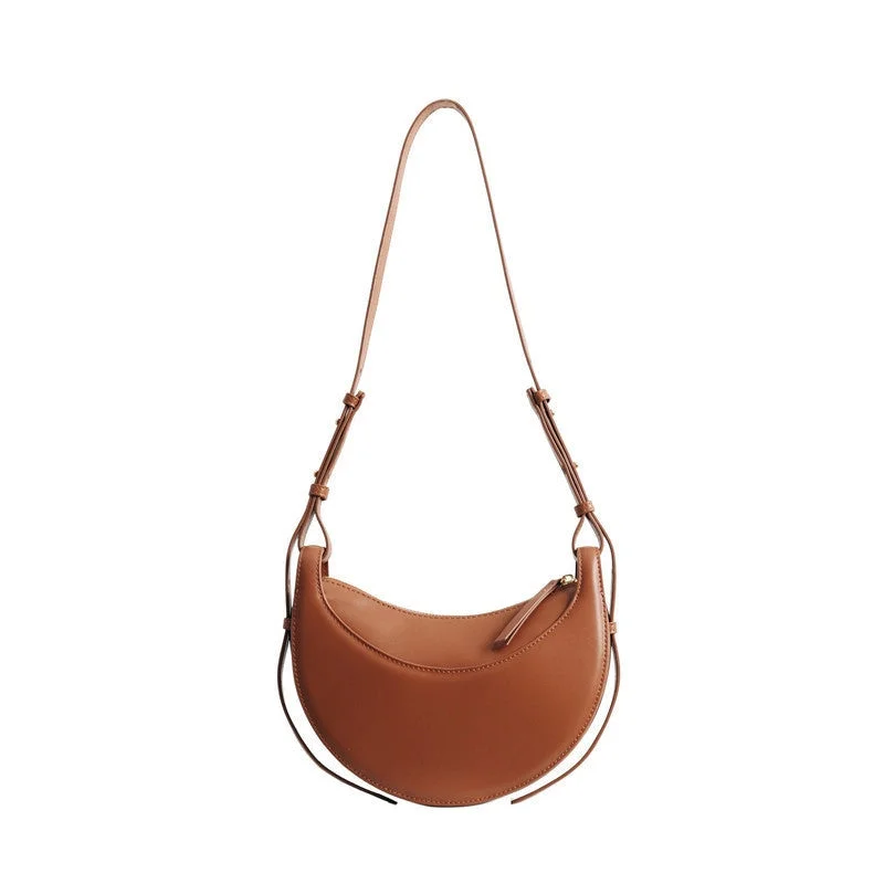 Small Leather Saddle Moon Underarm Bag