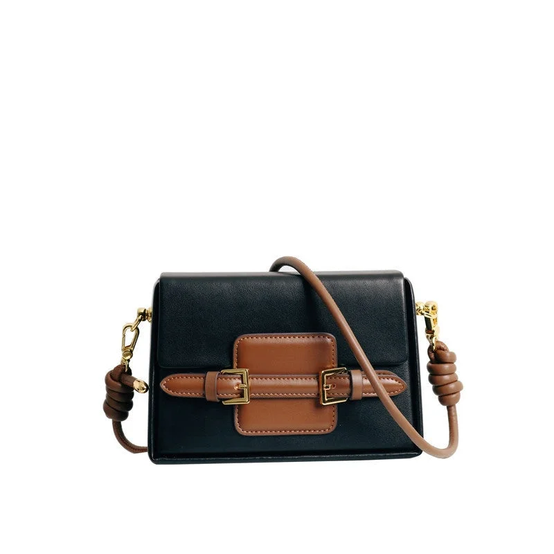 Unique Leather Square Box Shoulder Bag Small